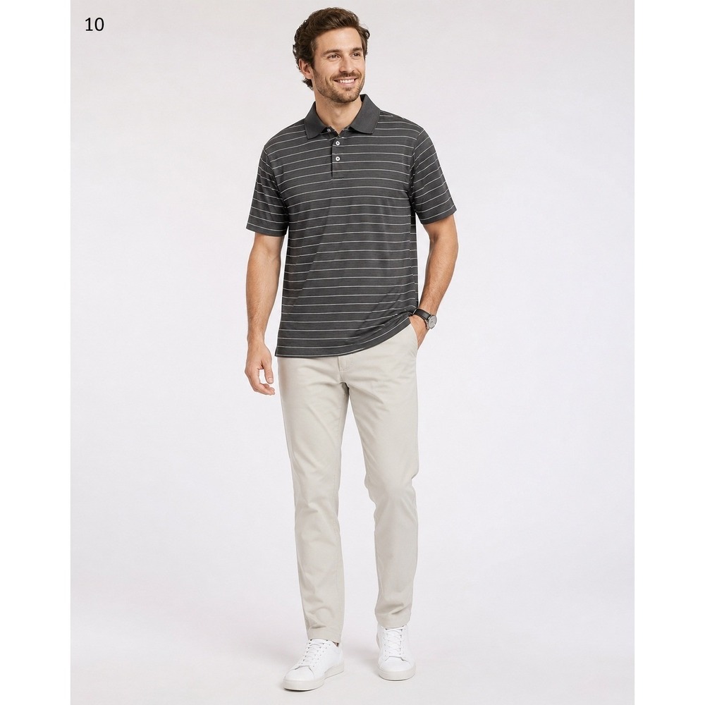 C9 by Champion Golf‎ Shirt Mens Small Brown White Stripe Polyester